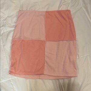 American Threads Pink Colorblock Mini Skirt